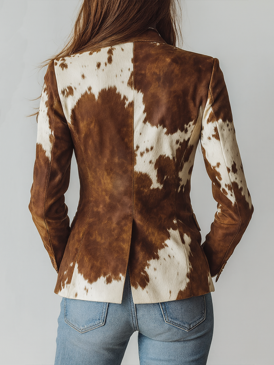 Ágata | Blazer vintage con estampado de vaca