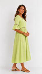 Hélène | Vestido Largo de Lino con Efecto Vientre Plano