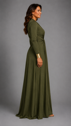 Vimmer | Vestido Maxi Elegante de Escote Profundo y Caída Fluida.