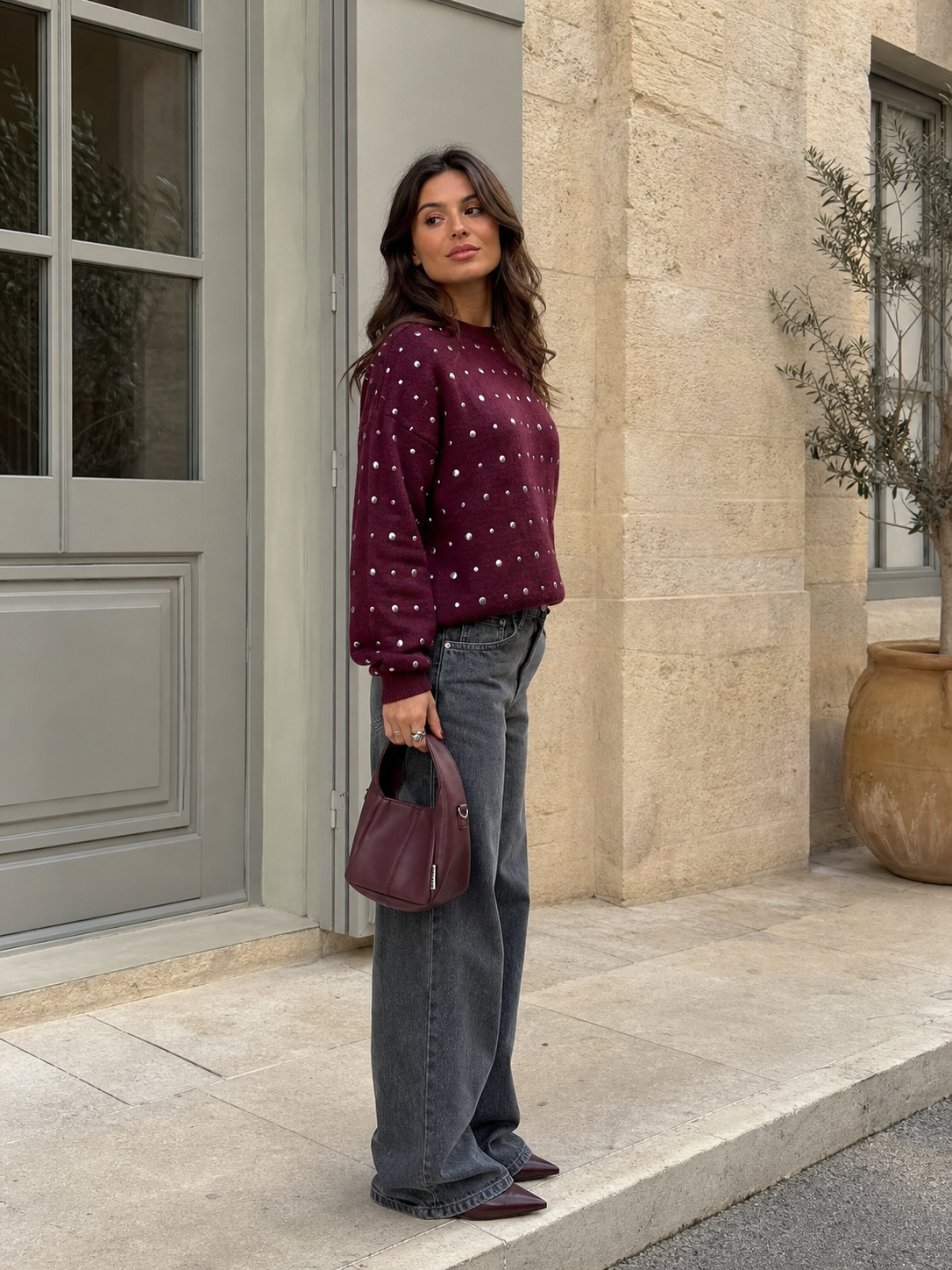 Jersey Amélie Burdeos con Tachuelas™