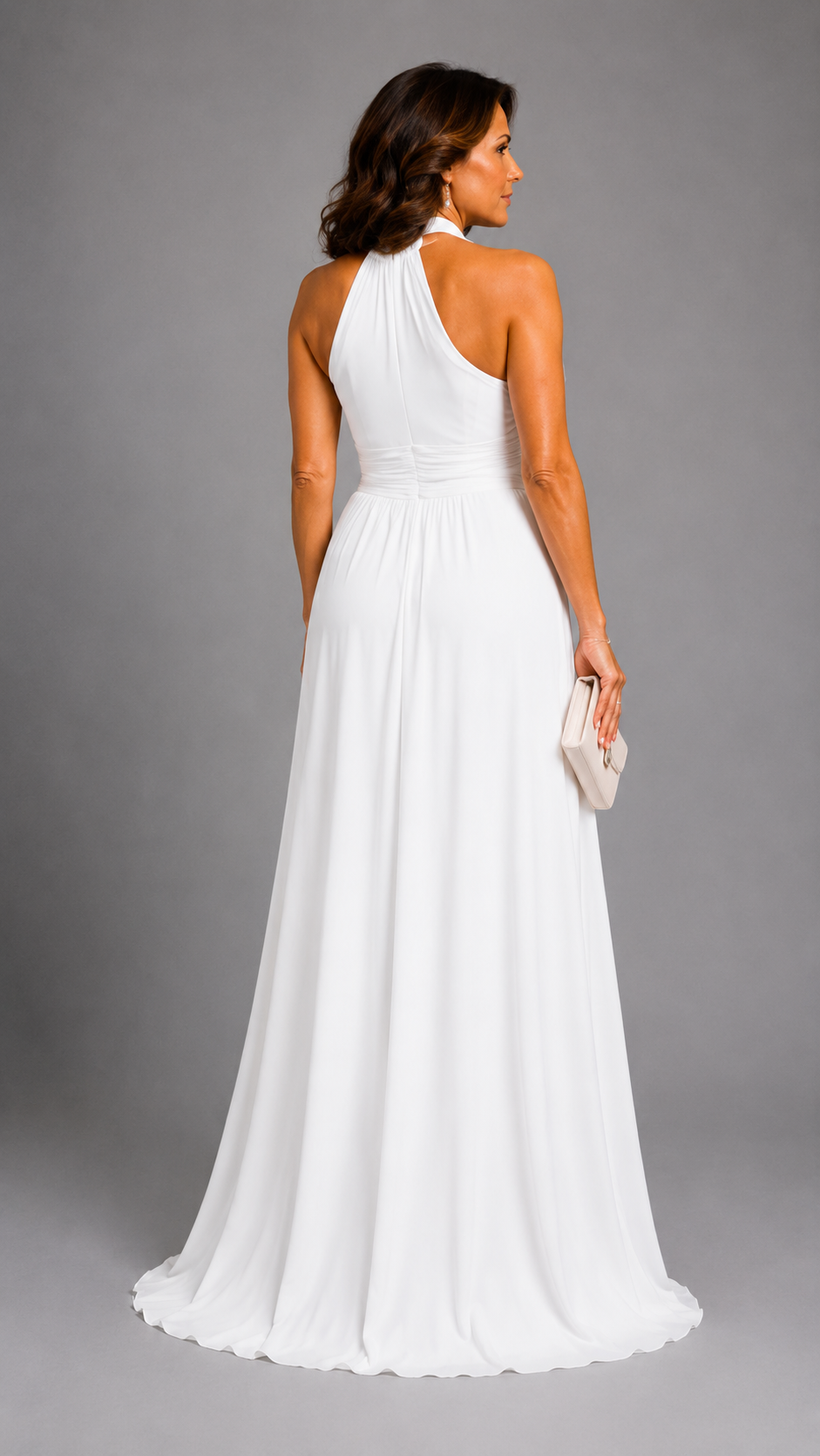 Vaelora | Vestido Midi Elegante con Escote Halter Cruzado