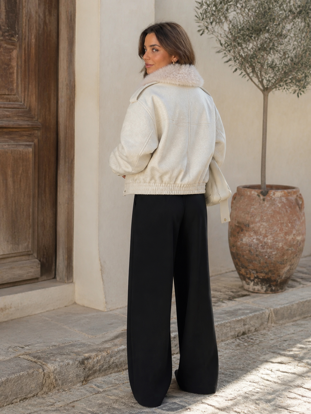 Chaqueta Siena Beige con Cuello de Pelo™
