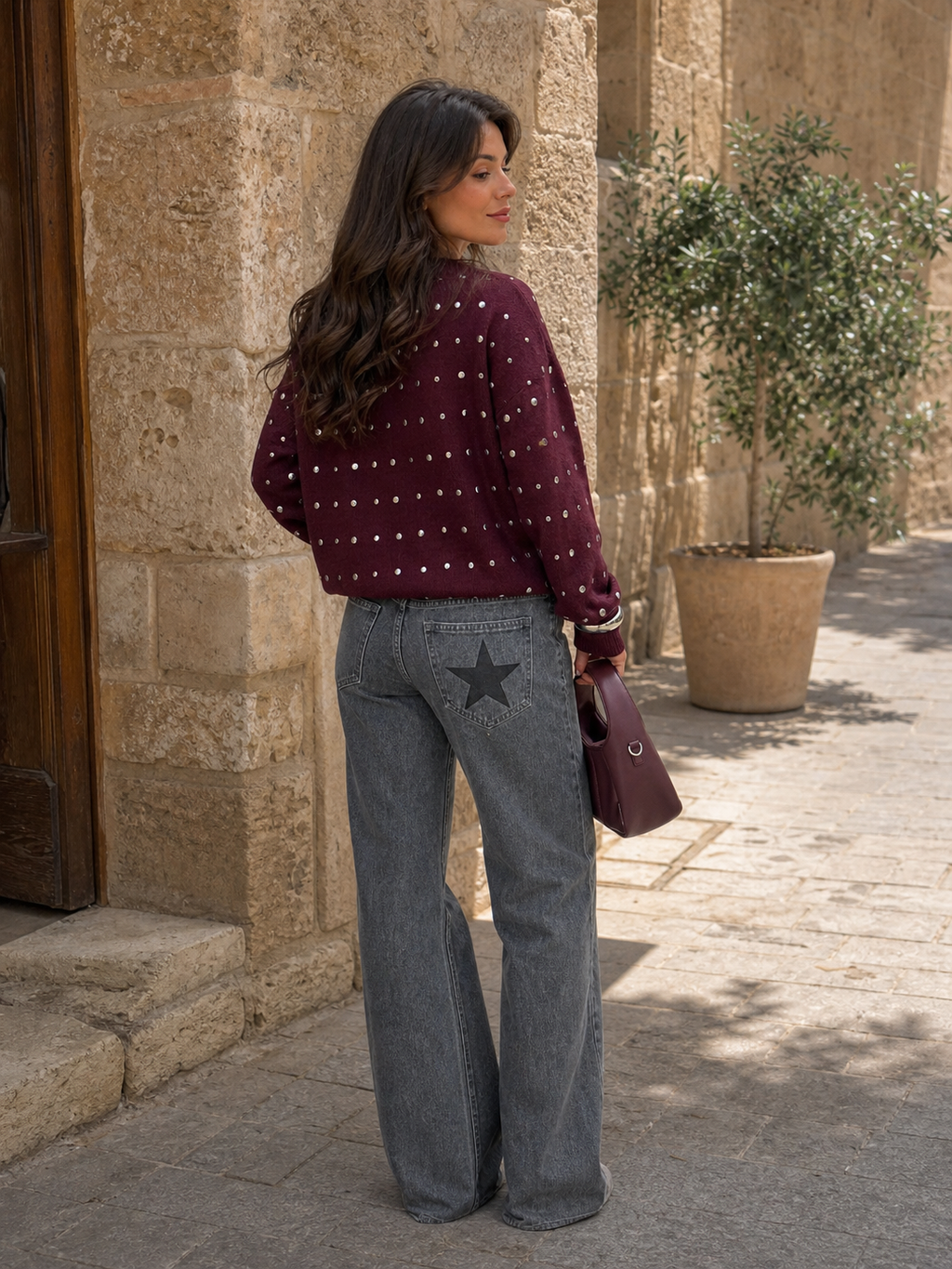Jersey Amélie Burdeos con Tachuelas™