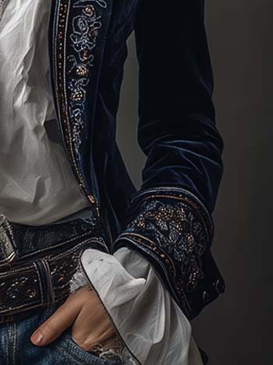 Atenea | Chaqueta larga bordada de estilo vintage