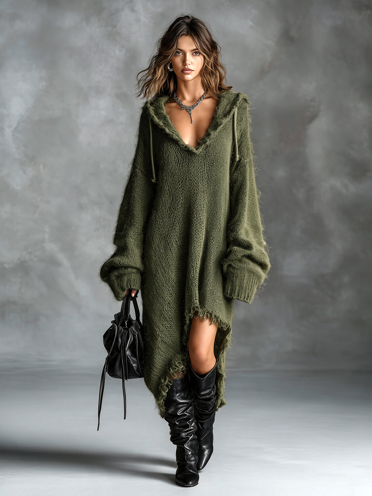 Sophia | Vestido oversize de punto con capucha