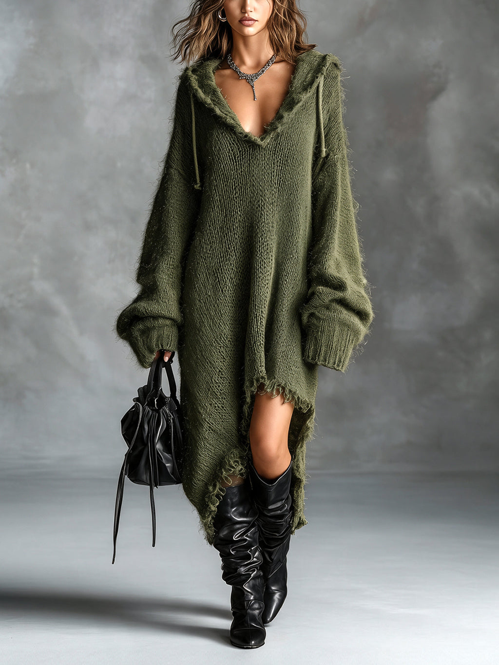 Sophia | Vestido oversize de punto con capucha