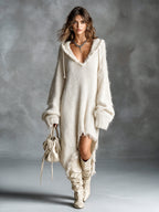Sophia | Vestido oversize de punto con capucha