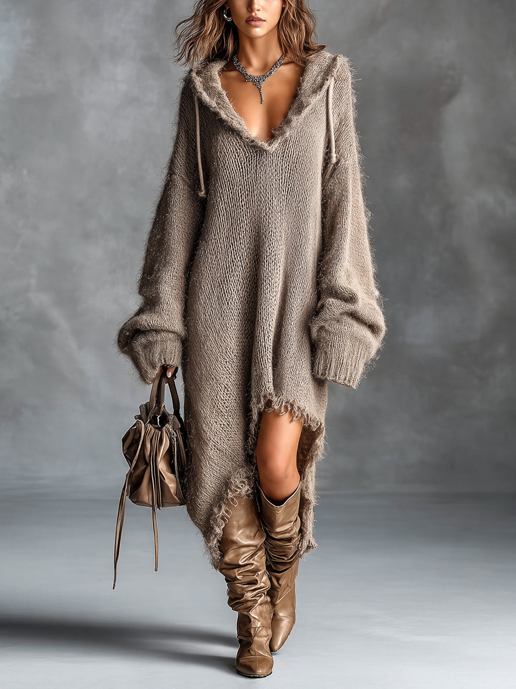Sophia | Vestido oversize de punto con capucha
