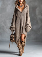 Sophia | Vestido oversize de punto con capucha