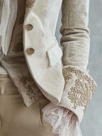 Constanza | Blazer marfil con bordado floral dorado