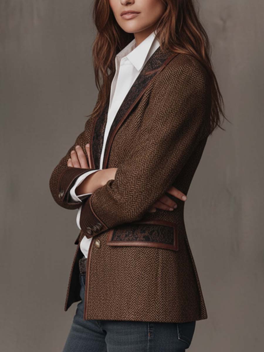Gisela | Blazer con paneles estampados de espiga