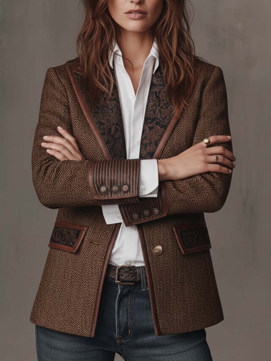 Gisela | Blazer con paneles estampados de espiga
