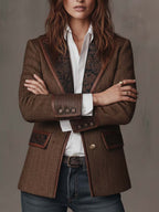 Gisela | Blazer con paneles estampados de espiga