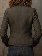 Honorina | Blazer vintage de espiga con ribetes a contraste