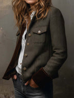 Honorina | Blazer vintage de espiga con ribetes a contraste