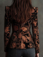 Berta | Blazer de sastre con flores en negro y bronce