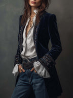 Atenea | Chaqueta larga bordada de estilo vintage