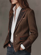 Gisela | Blazer con paneles estampados de espiga