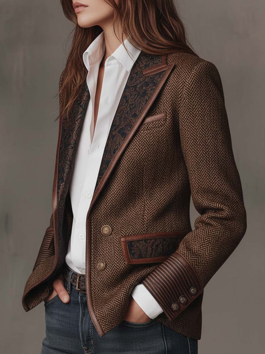 Gisela | Blazer con paneles estampados de espiga