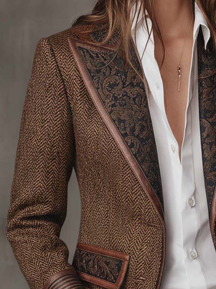 Gisela | Blazer con paneles estampados de espiga