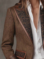 Gisela | Blazer con paneles estampados de espiga