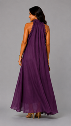 Fernanda | Vestido Largo Sin Mangas de Lino con Volantes Elegantes