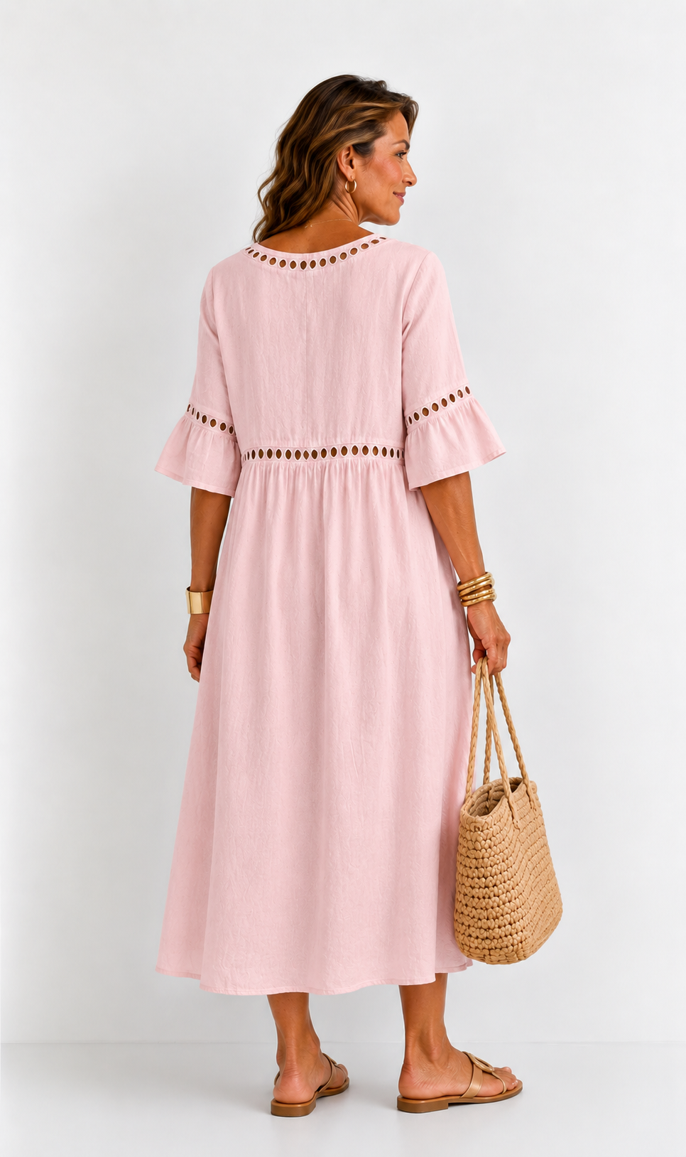 Hélène | Vestido Largo de Lino con Efecto Vientre Plano