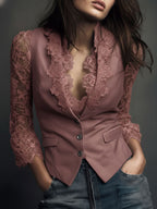 Noemí | Top estilo blazer con mangas semitransparentes