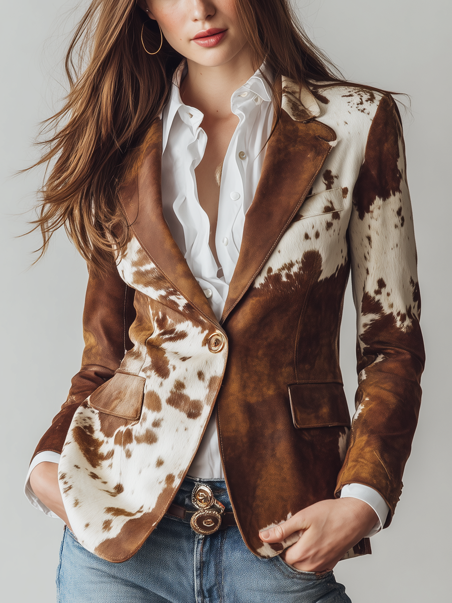Ágata | Blazer vintage con estampado de vaca
