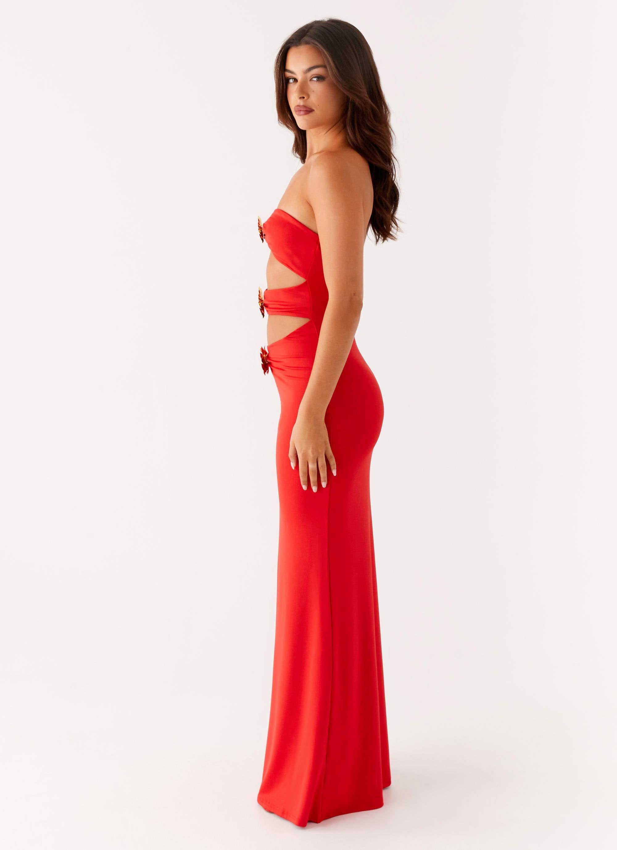 Valerisse • Vestido Maxi Escarlata Floral