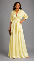 Zelith | Vestido Midi Elegante con Cinturón y Cuello Camisero