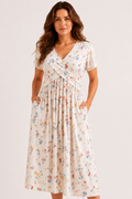 Azalea · Vestido Midi Floral de Cintura Cruzada