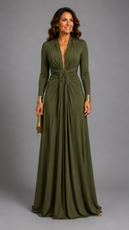Vimmer | Vestido Maxi Elegante de Escote Profundo y Caída Fluida.