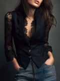 Noemí | Top estilo blazer con mangas semitransparentes