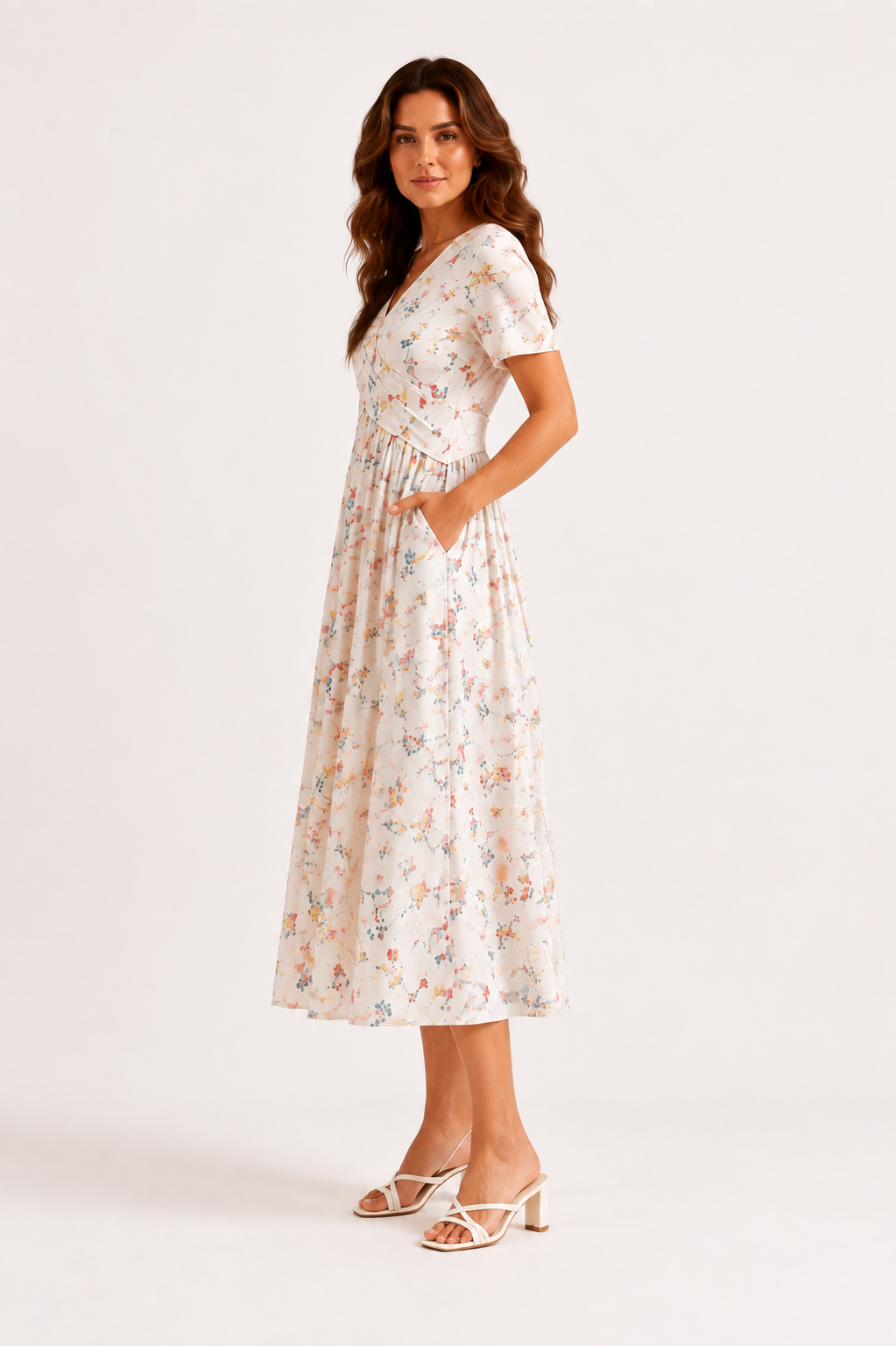 Azalea · Vestido Midi Floral de Cintura Cruzada