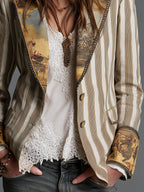 Susana | Blazer bohemio de rayas con cuello estampado