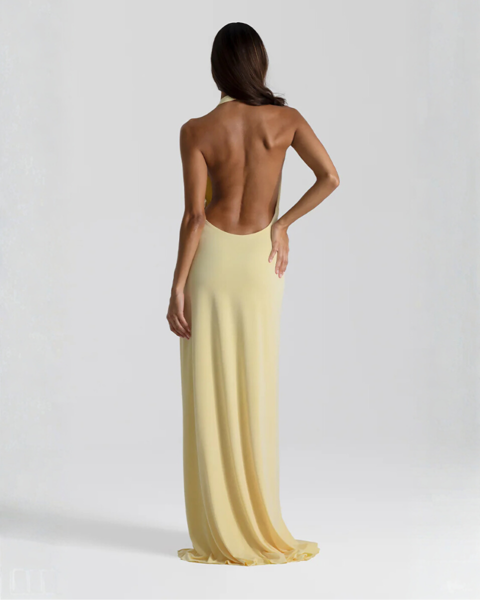 Mila • Vestido Maxi Sin Espalda con Cuello Halter