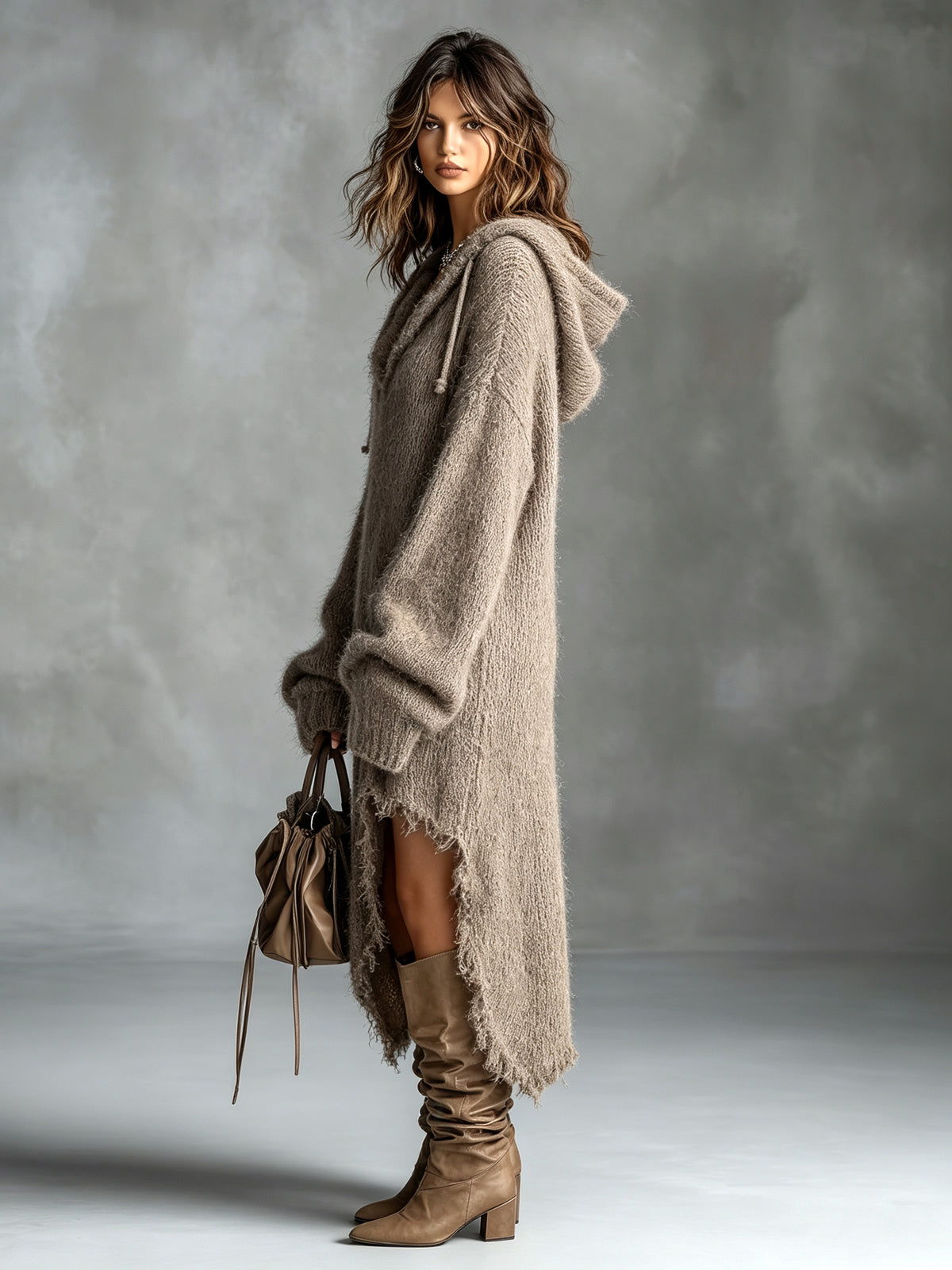 Sophia | Vestido oversize de punto con capucha