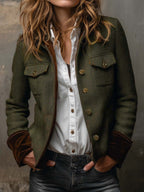 Honorina | Blazer vintage de espiga con ribetes a contraste