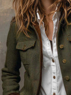 Honorina | Blazer vintage de espiga con ribetes a contraste