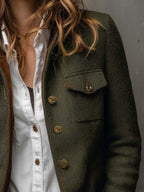 Honorina | Blazer vintage de espiga con ribetes a contraste