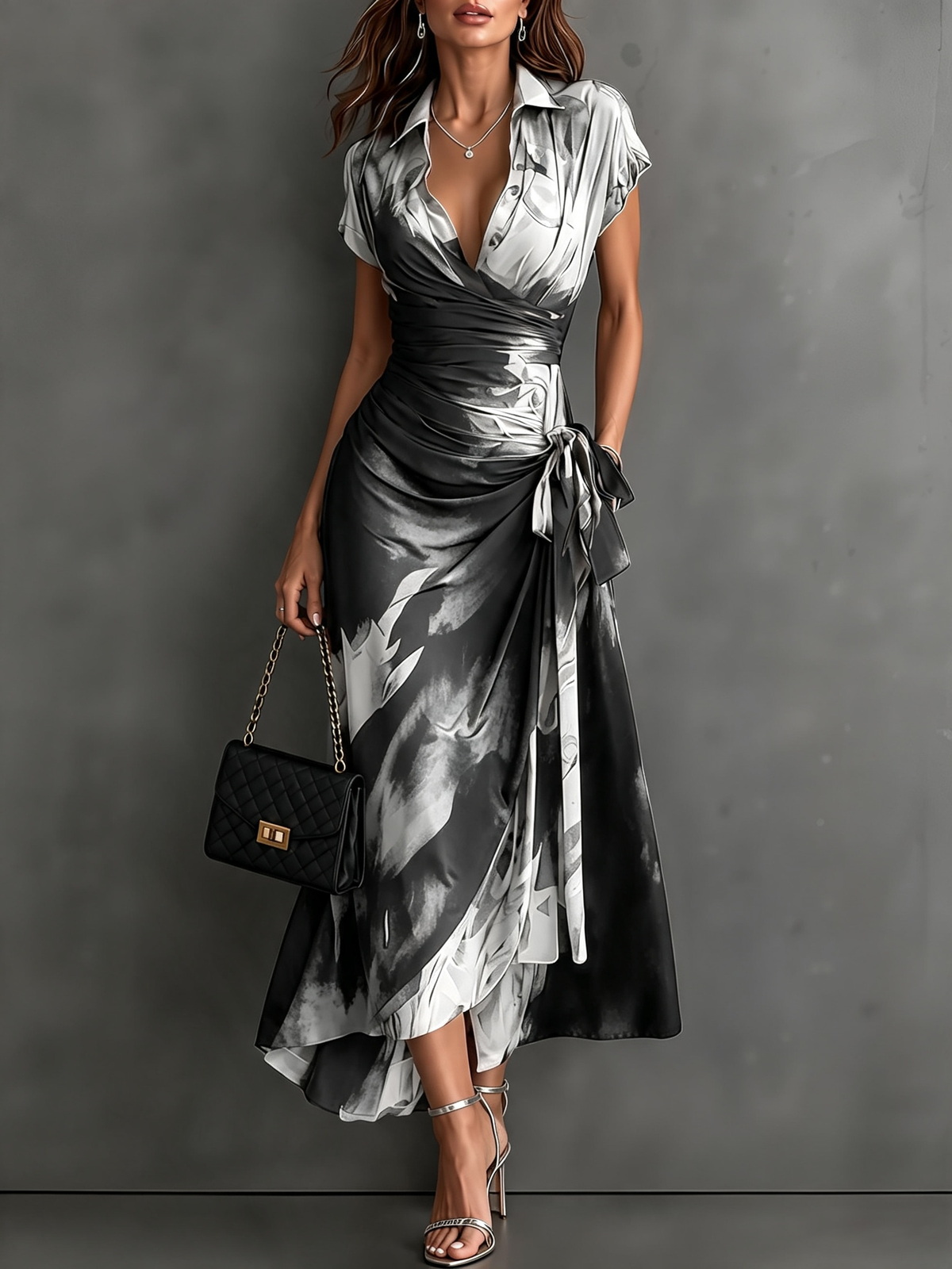Andréa – Vestido largo cruzado