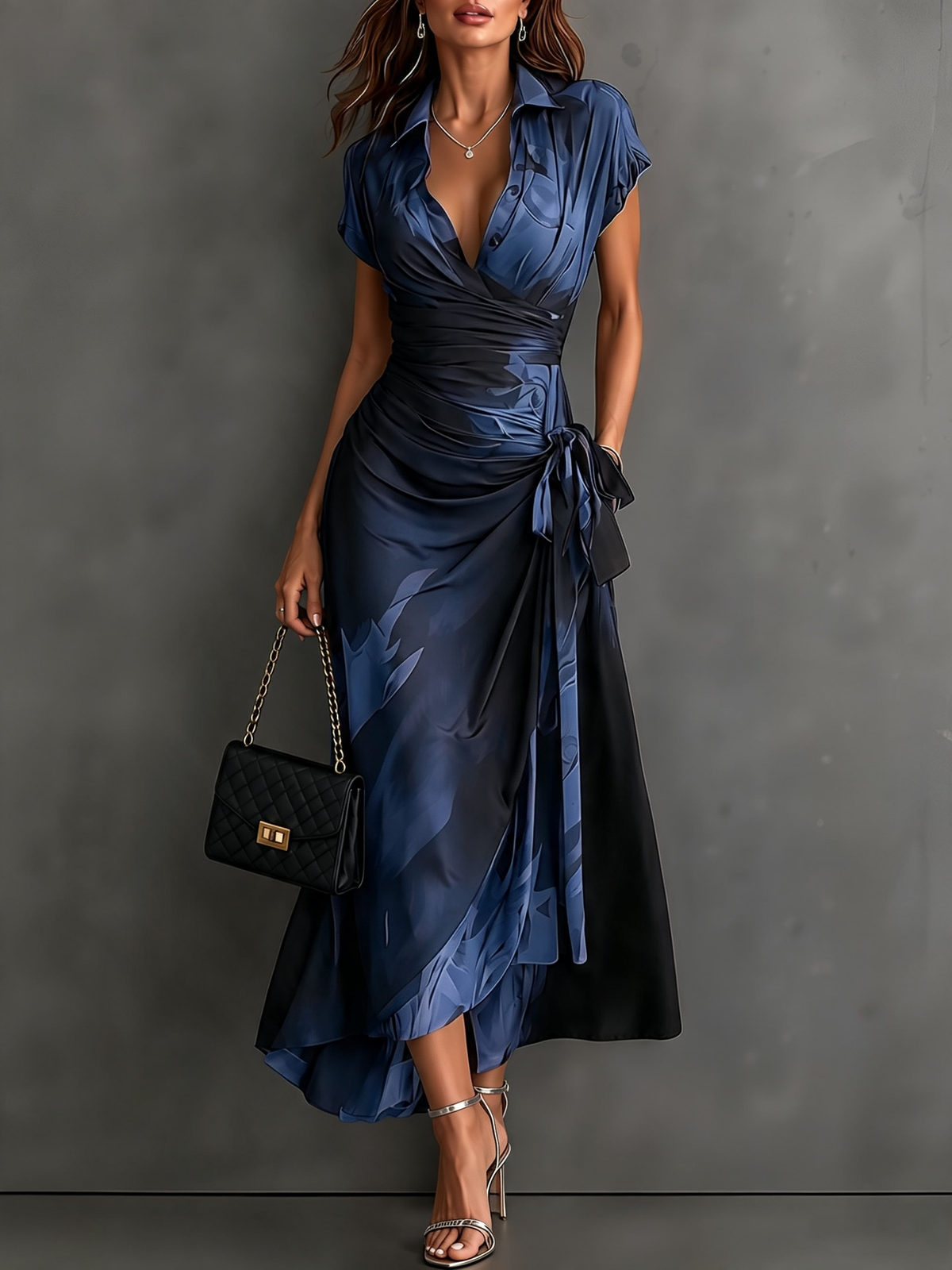 Andréa – Vestido largo cruzado