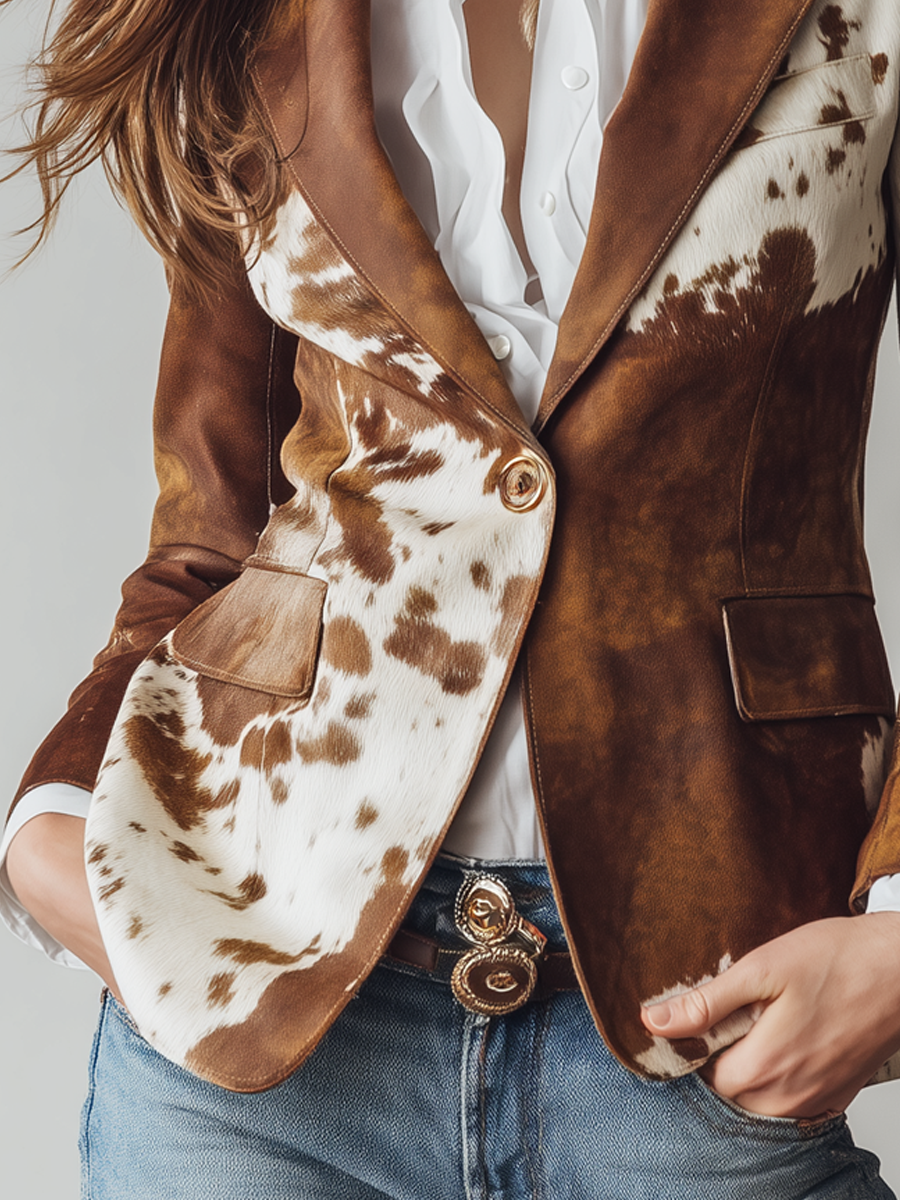 Ágata | Blazer vintage con estampado de vaca