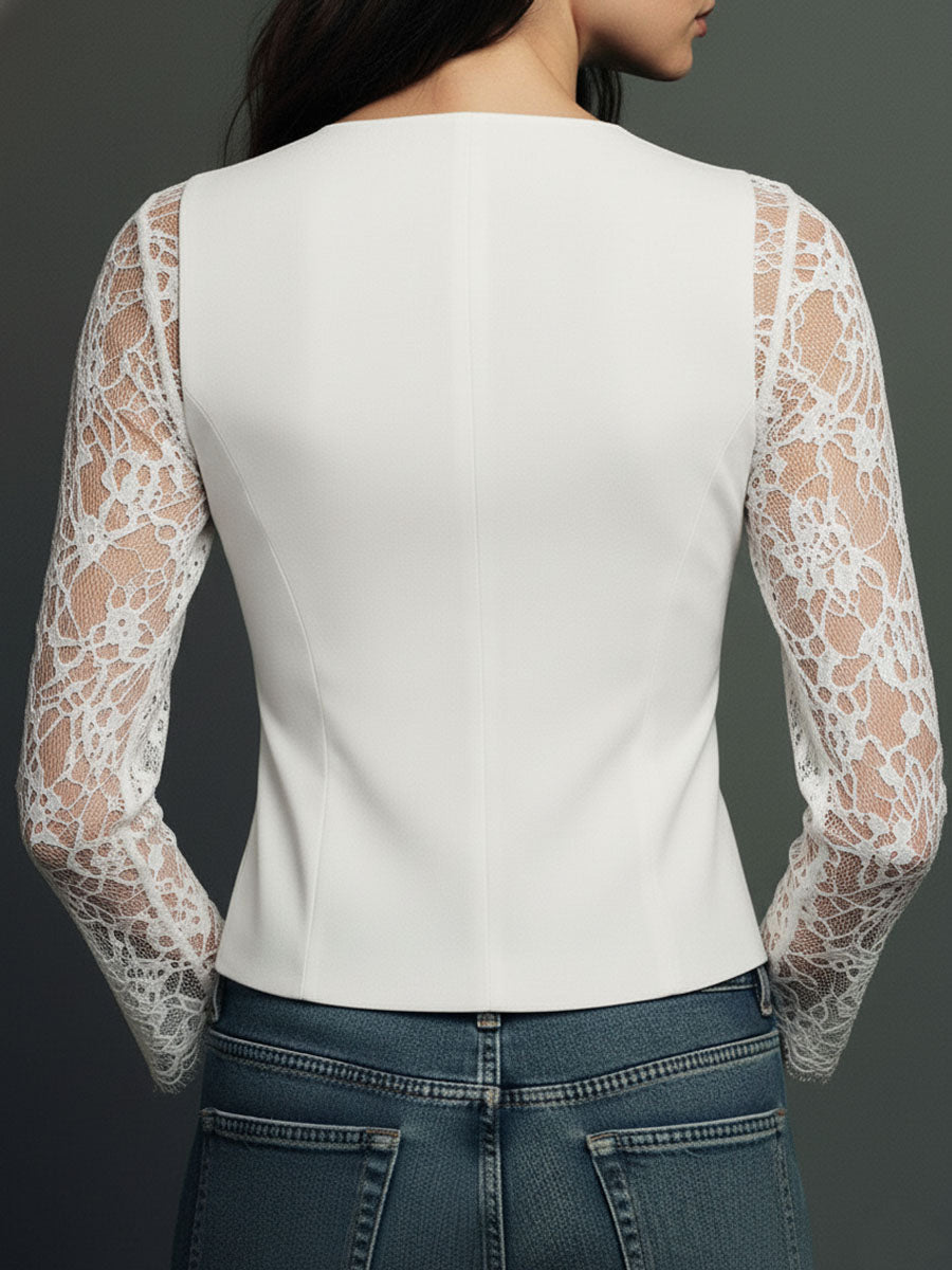 Noemí | Top estilo blazer con mangas semitransparentes