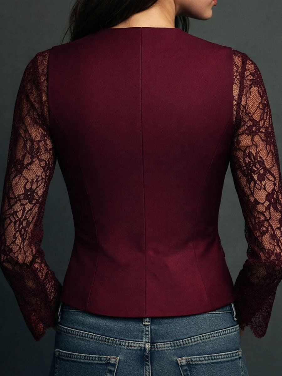 Noemí | Top estilo blazer con mangas semitransparentes