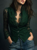 Noemí | Top estilo blazer con mangas semitransparentes