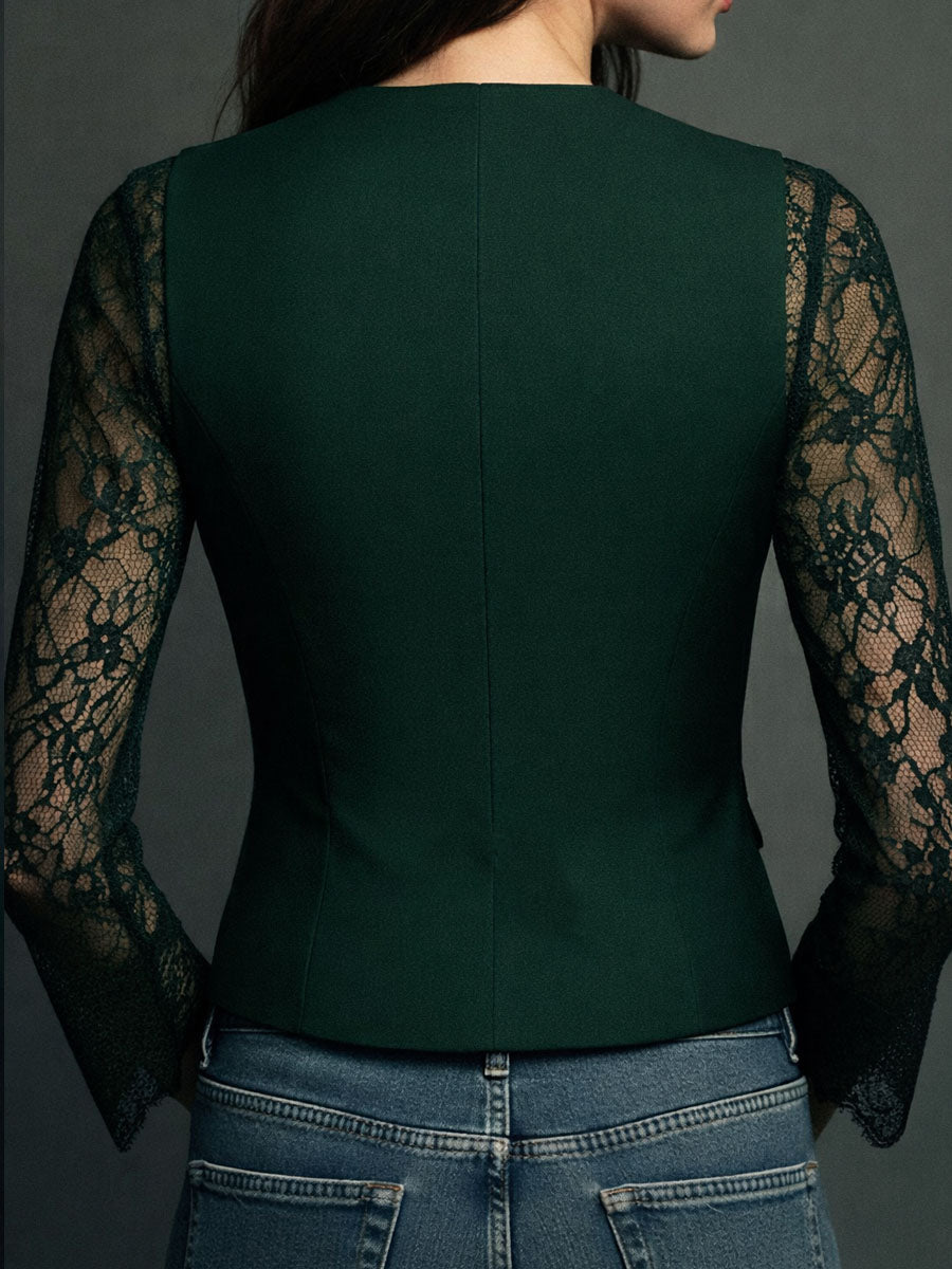 Noemí | Top estilo blazer con mangas semitransparentes