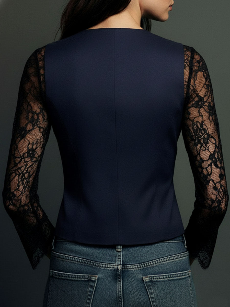 Noemí | Top estilo blazer con mangas semitransparentes