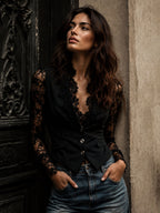 Noemí | Top estilo blazer con mangas semitransparentes
